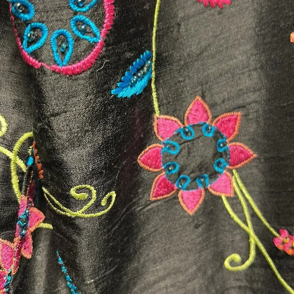 Vintage Laura Ashley PM Jacket Embroidered  100%‎ Silk CottageCore CoquetteGirl - Picture 4 of 9